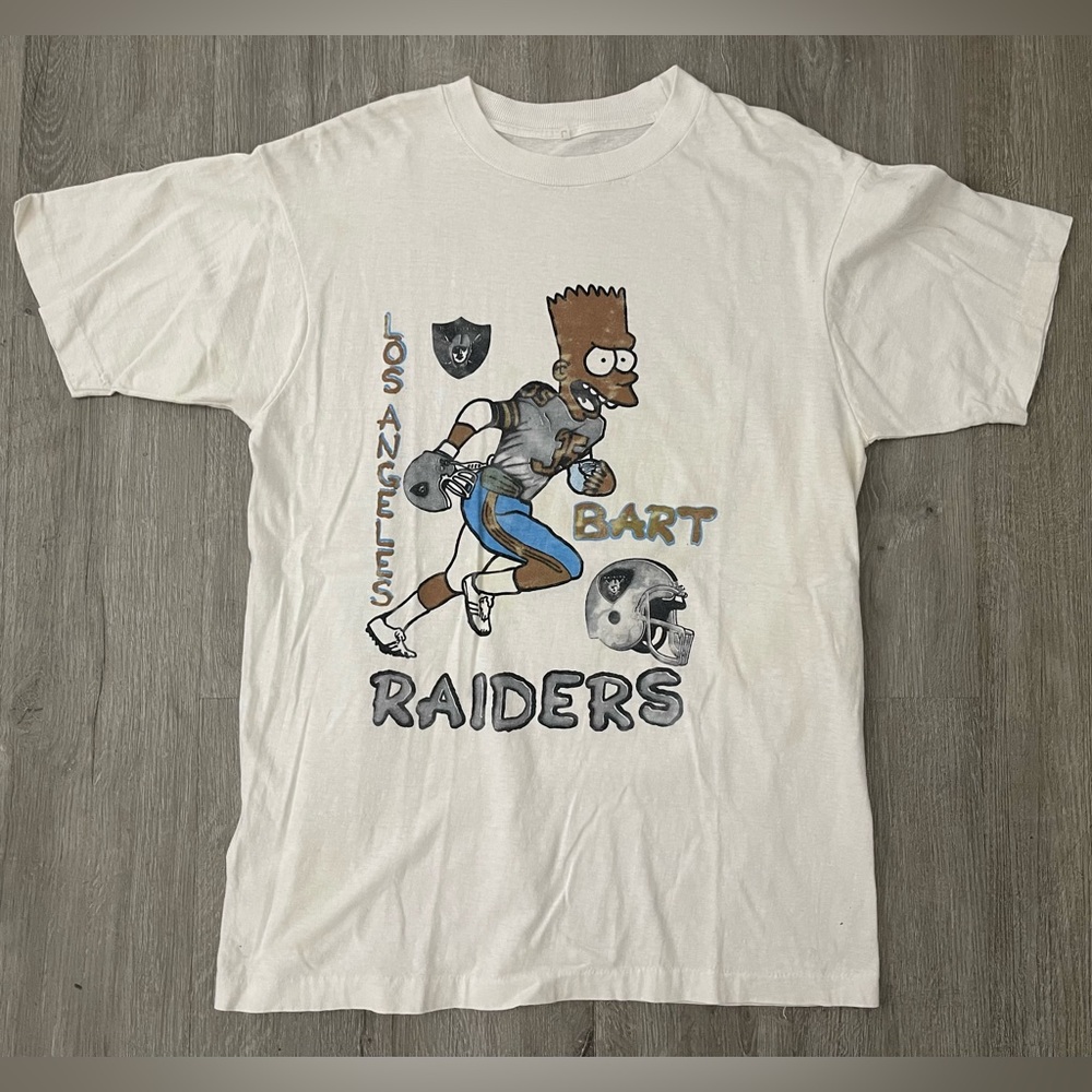Vintage 90s Los Angeles Raiders Bart Shirt Size Large Single Stitch